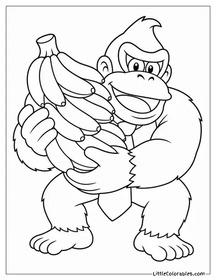Holding a Giant Bunch of Bananas Coloring Page
