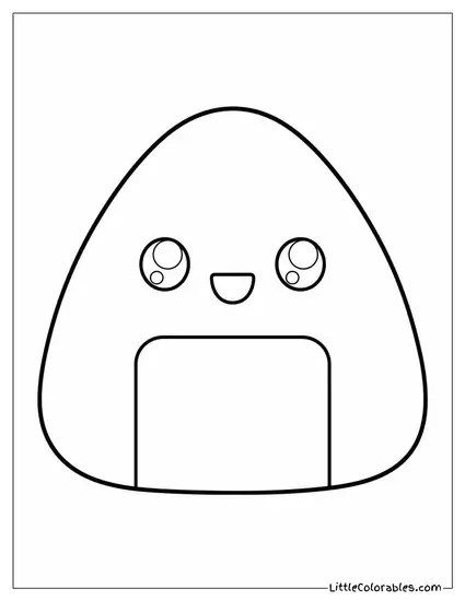 Kawaii Onigiri Rice Ball With a Tiny Happy Face Coloring Page