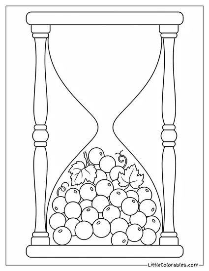 Loose Grapes Filling a Simple Hourglass Shape from the Bottom Up Coloring Page