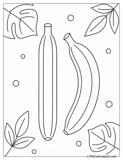 Perfect Straight Banana Next to a Curved Banana Coloring Page