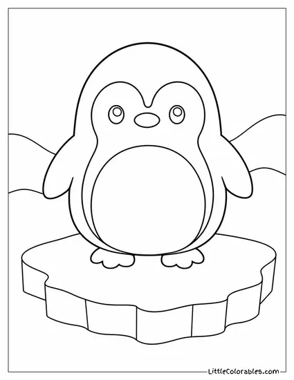 Piper the Penguin Squishmallow Standing on a Snowy Ice Shelf Coloring Page