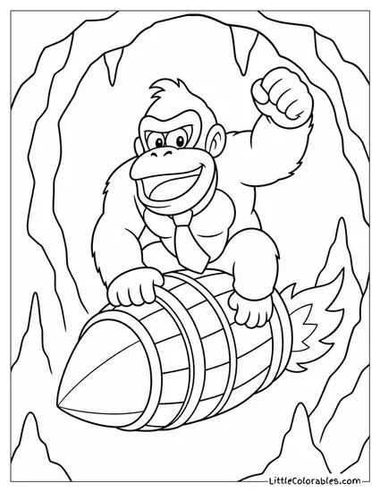 Riding a Rocket Barrel Through an Underground Cave Coloring Page