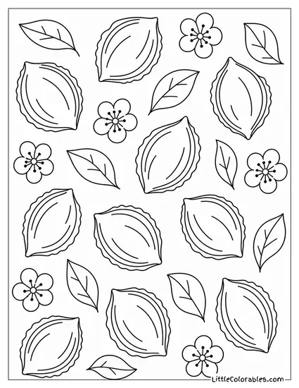 Simple Line Drawing of a Cherry Pit Pattern Coloring Page