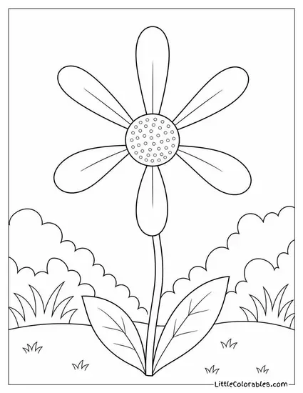 Single Daisy with Every Alternate Petal Removed Coloring Page