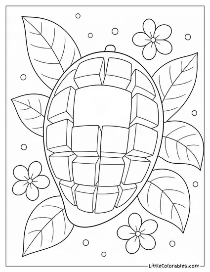 Single Mango Carved into a Hedgehog Pattern Face Up Coloring Page