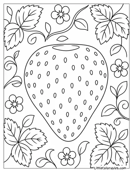 Single Strawberry With the Green Leafy Top Completely Removed Coloring Page