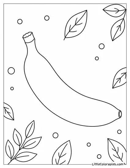 Single Unpeeled Banana Lying Flat on Its Side Coloring Page