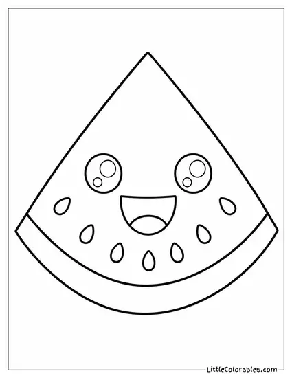 Slice of Watermelon With a Wide Cheerful Smile Coloring Page