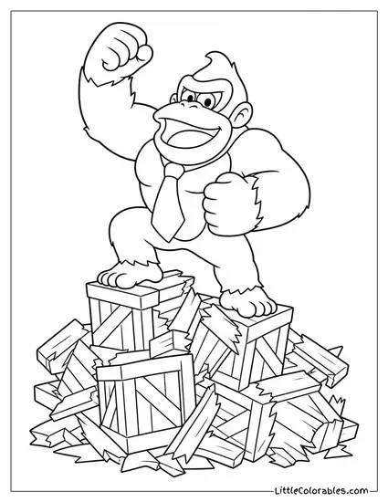Standing Triumphantly Atop a Pile of Defeated Crates Coloring Page