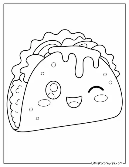 Taco With Melting Cheese and a Wink Coloring Page