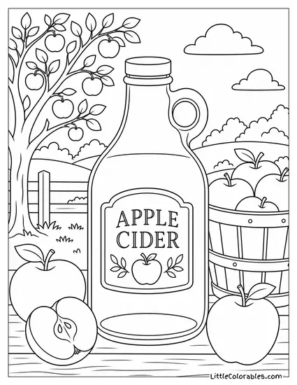 Thick Glass Bottle Filled with Clear Apple Cider Coloring Page