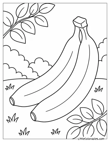 Two Ripe Bananas Lying Side by Side Coloring Page