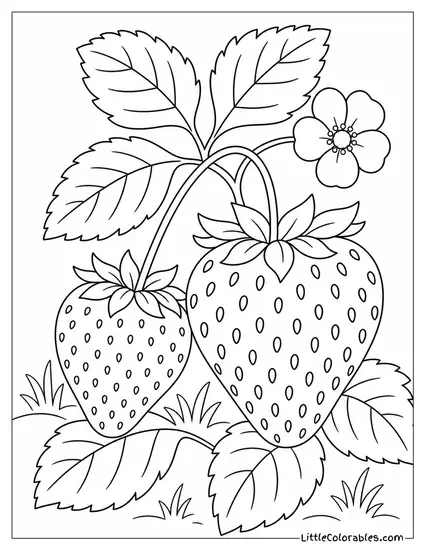 Unripe Green Strawberry Next to a Fully Ripe Dark Strawberry Coloring Page