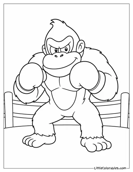 Wearing Boxing Gloves Ready for a Match Coloring Page