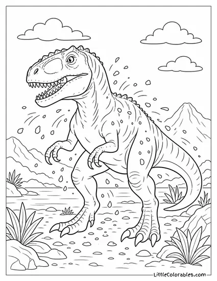 Allosaurus Shaking Dust and Debris Off After a Violent Struggle Coloring Page