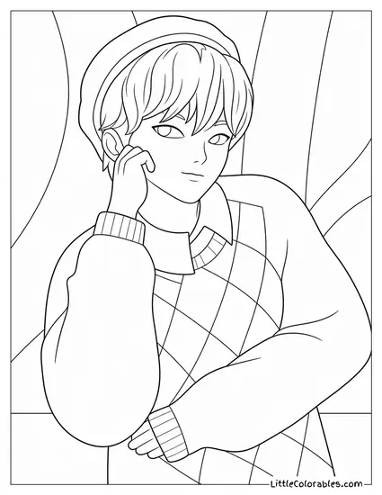 Baba Saja in Sweater Posing Cute Coloring Page