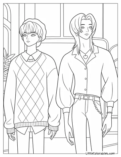 Baby and Romance Saja Walking in the Street Coloring Page