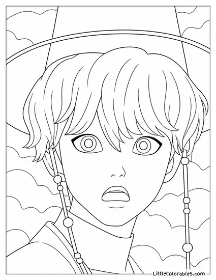 Baby Saja Boys Shocked Cute Face Coloring Page