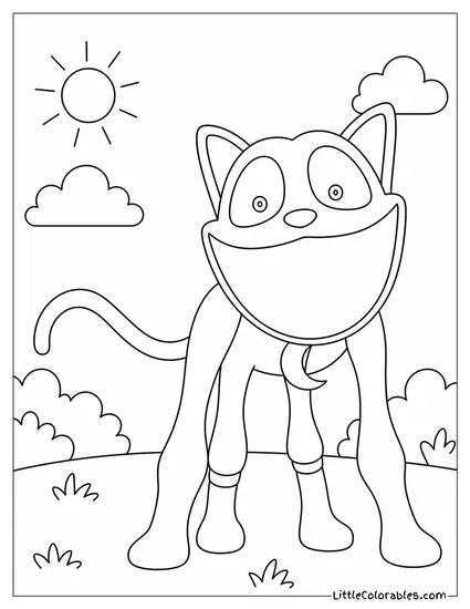 Cute Cartoon Catnap Playing Outside Coloring Page