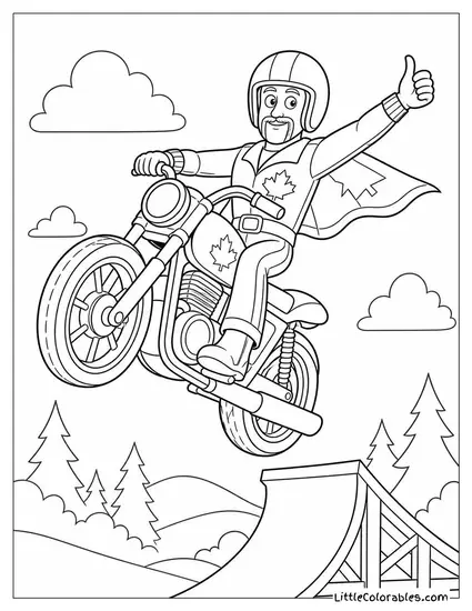 Duke Caboom Practicing His Stunt in Slow Motion Toy Story Coloring Page