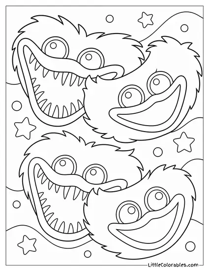 Huggy Wuggy Kissy Missy Texture Coloring Page