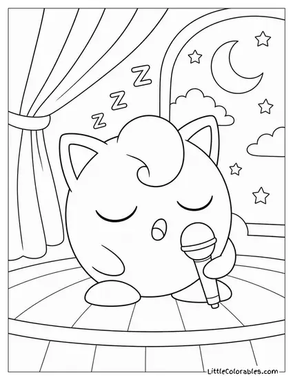 Jigglypuff Asleep Mid Performance Having Put Itself to Sleep Too Coloring Page