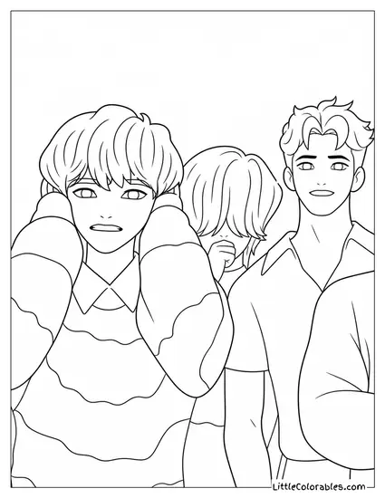 Jinu Baby and Mystery Saja Looking Straight Annoyed Coloring Page