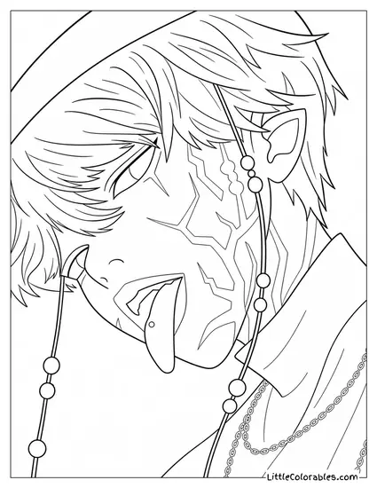 Jinu Demon Form Close Up Sticking Out Tongue Coloring Page