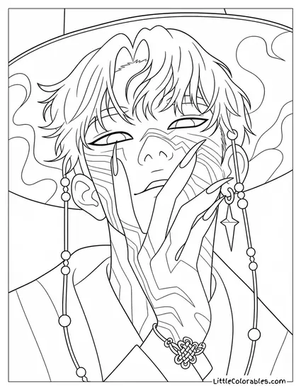Jinu from Saja Boys Posing for Up Close Selfie Coloring Page