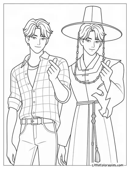 Jinu Saja Human Form and Demon Form Coloring Page