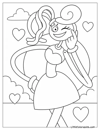 Mommy Long Legs Shows Love Gesture Coloring Page