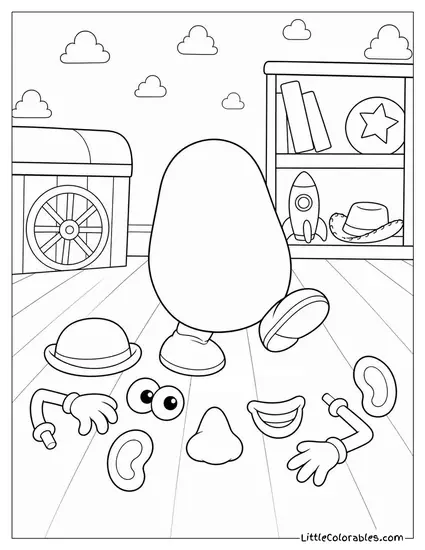 Mr Potato Head Missing All His Parts and Hopping Toy Story Coloring Page