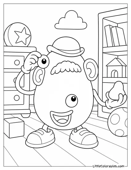 Mr Potato Head Swapping His Own Parts Around Toy Story Coloring Page