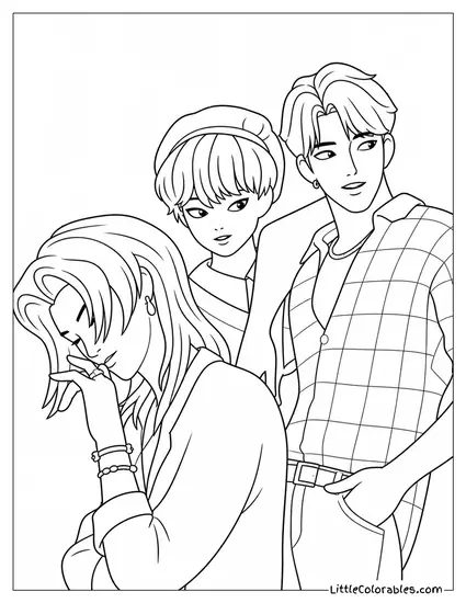 Romance Baby and Jinu Saja Boys Posing Coloring Page