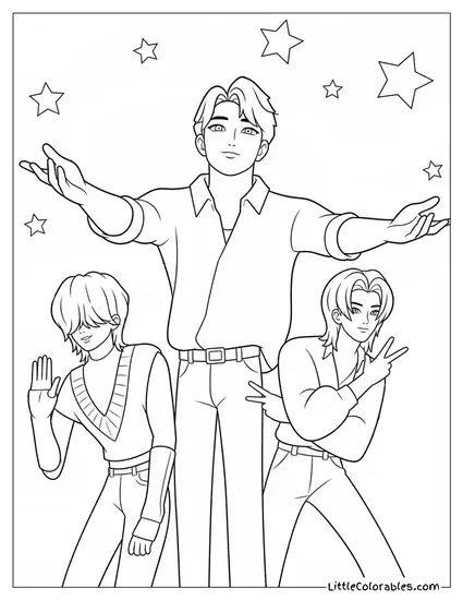 Saja Boys Closing Pose After Street Performance Coloring Page