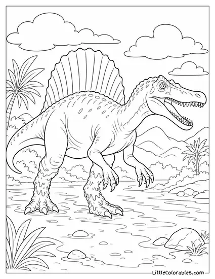 Spinosaurus with Mud Caked Along Its Lower Legs Coloring Page