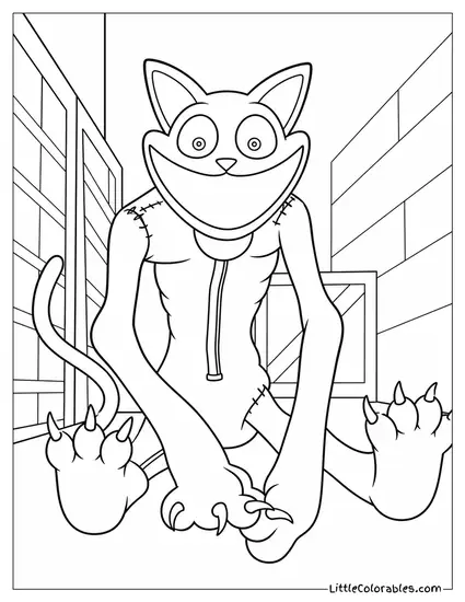 Tall Catnap Sitting and Showing Its Sharp Claws Coloring Page