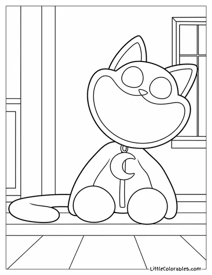 Tiny Plush Catnap Sitting on Floor Coloring Page