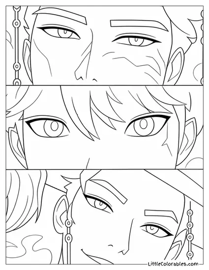 Up Close Face Shots of Abby Jinu and Baby Saja Coloring Page