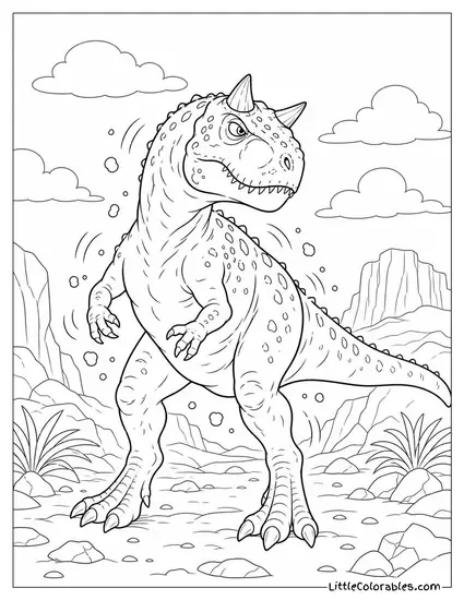 Carnotaurus Shaking Dust Off After a Violent Skirmish Coloring Page