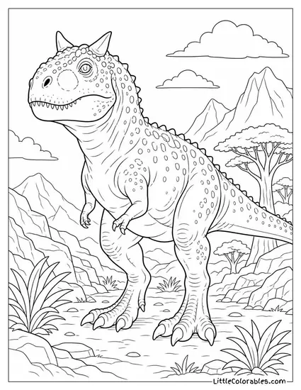 Carnotaurus with Its Thick Textured Hide Catching Afternoon Light Coloring Page
