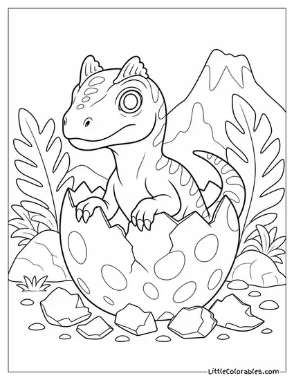 Dilophosaurus Hatchling with Tiny Crests Just Beginning to Form Coloring Page