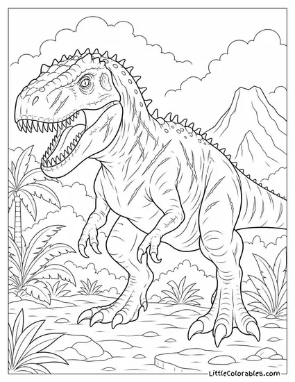 Indominus Rex with Scars and Ridges Visible Along Its Hide Coloring Page