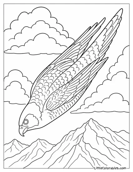 Peregrine Falcon in a Full Stoop Diving at Over Three Hundred Kilometres Coloring Page