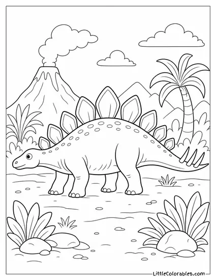 Stegosaurus Turning Sideways to Display Its Full Row of Plates Coloring Page