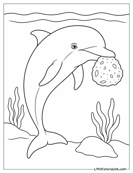 Bottlenose Dolphin Carrying a Sponge as a Tool Coloring Page