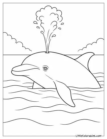 Bottlenose Dolphin Exhaling a Visible Blow Coloring Page