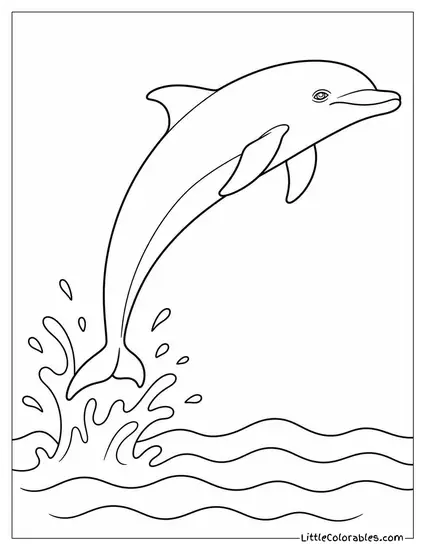 Bottlenose Dolphin Leaping in a Long Arc Coloring Page