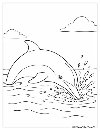 Bottlenose Dolphin Slapping Its Rostrum on the Surface Coloring Page