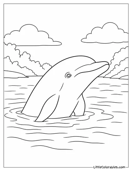 Bottlenose Dolphin Surfacing in a River Estuary Coloring Page